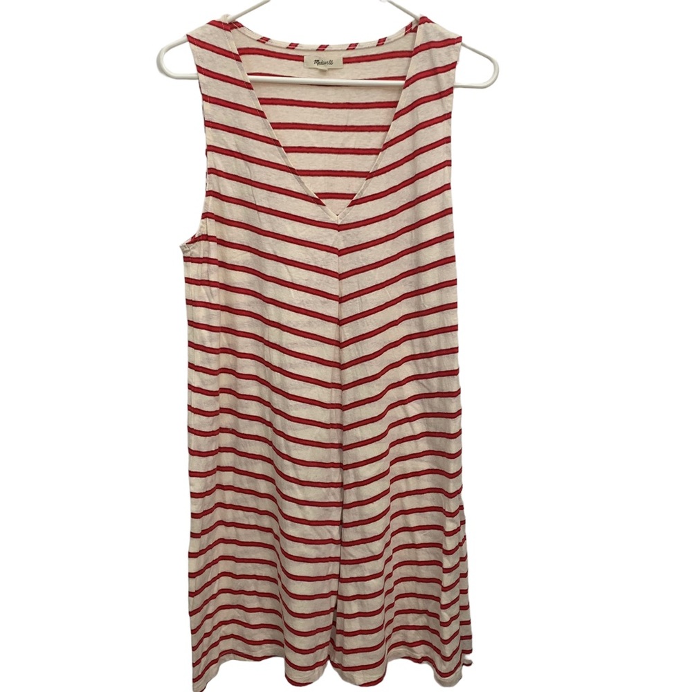 Madewell Red Stripe Linen Dress - Picture 3 of 11